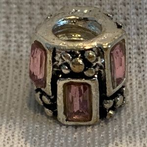 NWOT Silver Plated and Pink Bracelet Charm